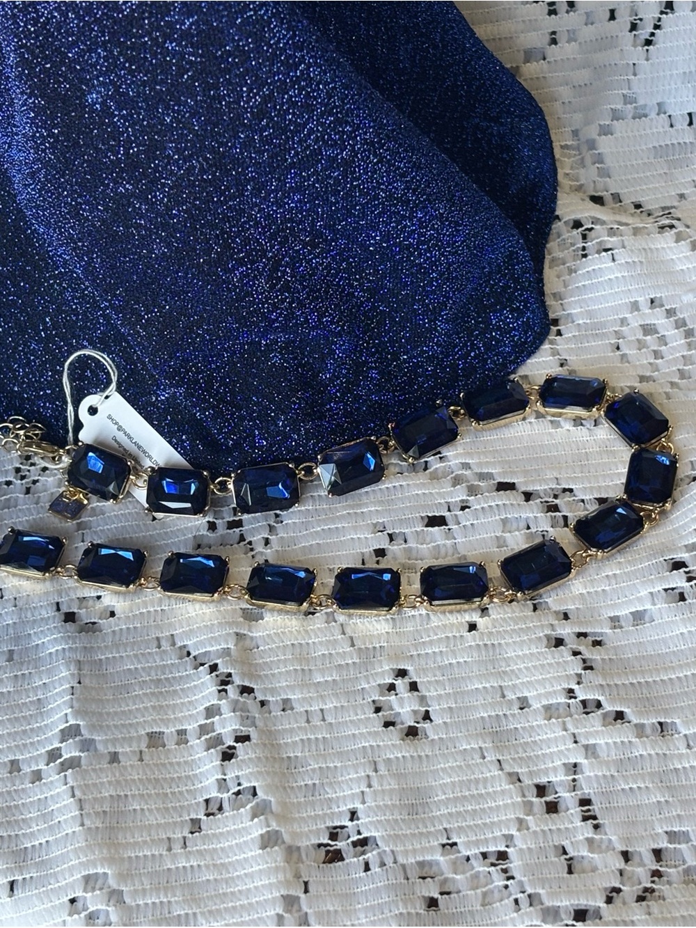 Park Lane Noble Retired Royal Blue Crystal Link Necklace Statement - Picture 3 of 11